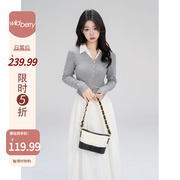 一颗小野莓韩版时尚休闲气质，通勤显瘦撞色假两件温柔连衣裙女春季