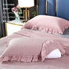 华夫格纯棉枕巾一对装纯色，家用高档全棉，枕头巾舒适透气吸汗大盖巾