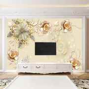 2022电视背景墙壁纸3d立体花朵壁画沙发浮雕影视墙贴自粘墙纸