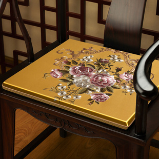 新中式刺绣红木椅垫仿古实木，家具坐垫圈椅官帽，椅海绵垫欧式餐椅垫