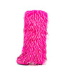 欧美外贸粉红色派对毛毛靴皮草，中筒靴方头大码粗跟防水台女小腿靴