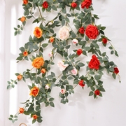 假花装饰藤条仿真玫瑰花，藤蔓空调管道装饰缠绕遮挡植物室内壁挂花