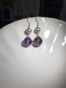 紫水晶珍珠s925银耳饰