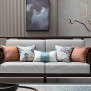 新中式红木沙发山水画抱枕组合客厅靠垫现代样板房卧室床头羽绒芯