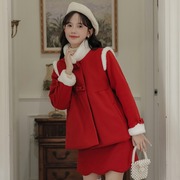 唐装中式女装中国风红色回门套装秀禾服2024敬酒服新中式冬装