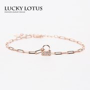 设计LUKCYLOTUS同心锁手链女韩版满钻玫瑰金白金时尚手串