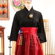 韩国进口生活，韩服朝鲜族民族服装，纯麻提花布连衣裙h-s01267