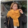 围巾女冬季韩版百搭仿羊绒姜黄色加厚保暖2024高级感超大披肩