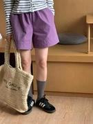 日系肌理感棉麻短裤女夏季小个子，宽松高腰显瘦休闲运动阔腿五分裤