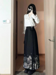 春季盐系轻熟御姐新中式国风汉服改良版设计感衬衫马面裙两件套装