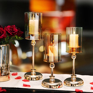 欧式蜡烛台摆件轻奢浪漫烛光，晚餐道具气氛，布置用品北欧西餐桌家用