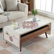 民族风棉麻布艺桌布，家用客厅长方形茶几卡通布台布(布，台布)多功能防尘盖布
