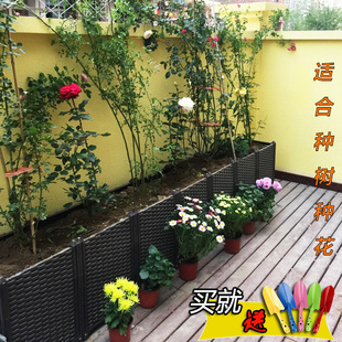阳台种植箱种菜盆长方形设备，屋顶家庭菜园特大种树箱花盆槽