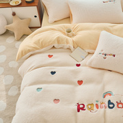 高档冬季加厚羊羔绒四件套床上用品保暖牛奶珊瑚绒床单儿童被套床