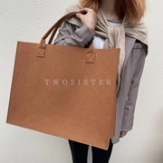ins韩国托特包购物袋，出行加厚手提毛毡尼，时尚百搭大容量女包单肩