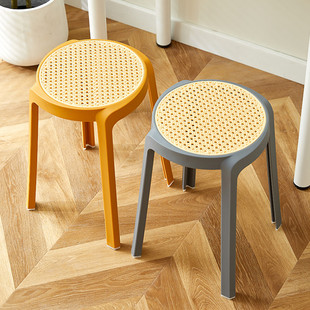 塑料凳子加厚成人家用餐桌高板凳(高板凳)现代简约时尚，创意北欧方圆凳椅子