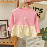女童长袖T恤春装洋气女宝宝上衣 洋气韩版童装薄款儿童婴儿娃娃衫