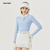 高尔夫球服装女翻领长袖t恤韩版高尔夫女装速干修身上衣包臀短裙