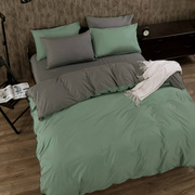 简约纯色床上用品1.5m全棉磨毛，4件套1.8米纯棉被套床罩床笠四件i.