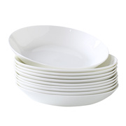 白瓷盘子家用骨瓷餐具，菜盘深盘圆盘菜碟子6寸骨碟纯白陶瓷盘饭盘