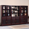 实木书柜中式书橱书架组合明清仿古风格，榆木雕花置物架展示架家具