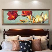 卧室床头装饰画美式客厅背景墙主卧挂画欧式壁画温馨向日葵仿油画