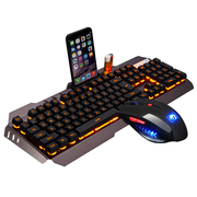 新盟曼巴狂蛇键盘滑鼠三件套装机械手感背光USB有线键鼠游.戏外部