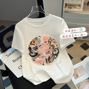 新中式白色短袖t恤女夏季2024年高级感小众设计刺绣国风上衣