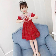 女童夏装连衣裙2021韩版超洋气小女孩，公主裙儿童网红雪纺裙。