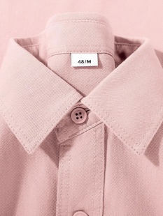 100%棉衬衣2024年春装，夏季粉色纯棉，长袖衬衫女法式上衣外套