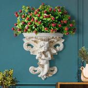 欧式墙上墙面创意花盆花瓶客厅壁挂装饰壁饰品墙挂件天使立体花假