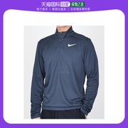 韩国直邮Nike耐克清洁上装T恤男女款海军蓝拉链立领长袖中长款
