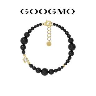 GOOGMO西西里娅系列黑玛瑙手链男女生情侣款不规则设计感串珠手链