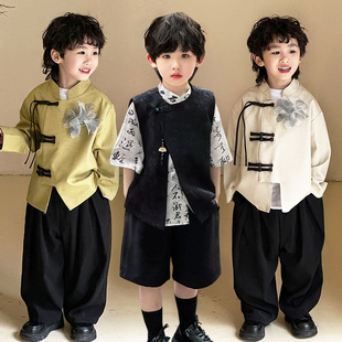 新中式童装国潮男童唐装外套，春秋季儿童，汉服中国风帅气套装