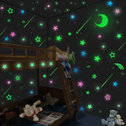 立体夜光贴星星月亮儿童房寝室，宿舍卧室家居天花板荧光墙贴纸装饰