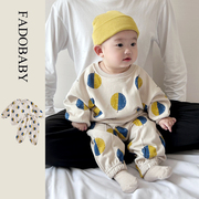 韩国男女童套装春秋婴幼儿气球印花运动衫卫衣卫裤儿童休闲两件套