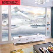 新中式墙布电视背景新中式电视背景，墙纸客厅沙发墙布8d仿大理石装