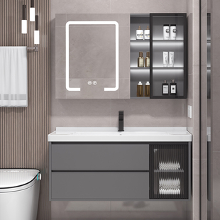 杉太浴室柜组合小户型一体，面盆镜简约卫生间，洗漱台智能陶瓷洗手盆