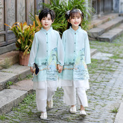 儿童国学汉服小学生古装中国风长衫三字经书童服男女童古筝演出服