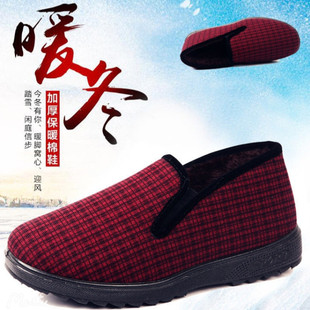 冬季妈妈女中老年老北京布鞋，加绒保暖鞋橡胶软底防滑老人奶奶棉鞋