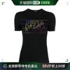 香港直邮Versace范思哲女士T恤黑色棉质彩色水钻字母LOGO圆领短袖