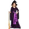 魔女服儿童紫色女巫服品色万圣节魔女舞台服紫色星月印花巫婆长裙