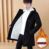 棉衣男士外套冬季2023韩版潮流，加绒加厚中长款风衣棉服大棉袄