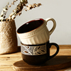 欧式复古陶瓷杯咖啡杯早餐杯浮雕圆点燕麦杯创意手绘树叶马克杯