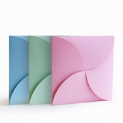 16.5x16.5cm正方形请柬贺卡手帕信封包装花瓣款粉蓝绿色个性定制