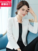 白色短款小个子休闲西装外套女2023春秋韩版收腰修身职业西服上衣