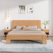 加厚橡胶木1.2米现代简约原木色单人床1.5实木双人床北欧1.8m极简