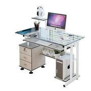 书桌钢化玻璃台式电脑桌单人多功能简约现代电脑台学生简易书桌