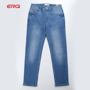 ERQ男式中腰直筒裤春常规磨破长裤牛仔