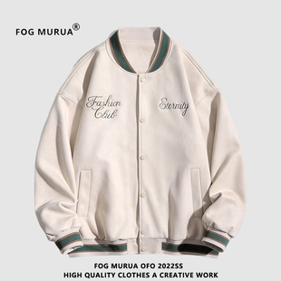 FOG MURUA春季麂皮棒球服男女刺绣情侣棒球衣开衫学生休闲外套潮